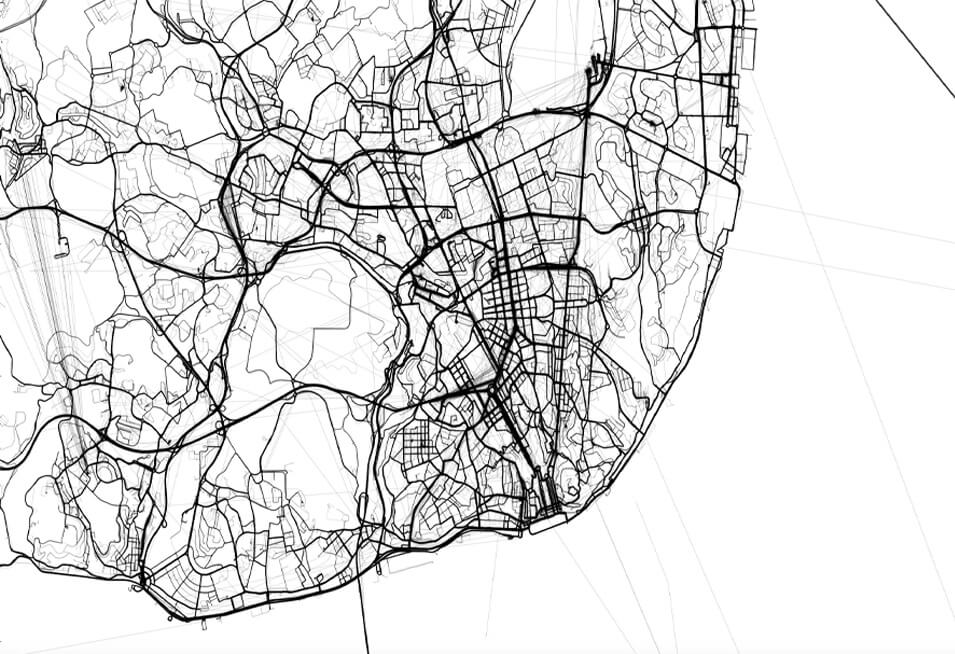 Mapeamento com os trajectos GPS